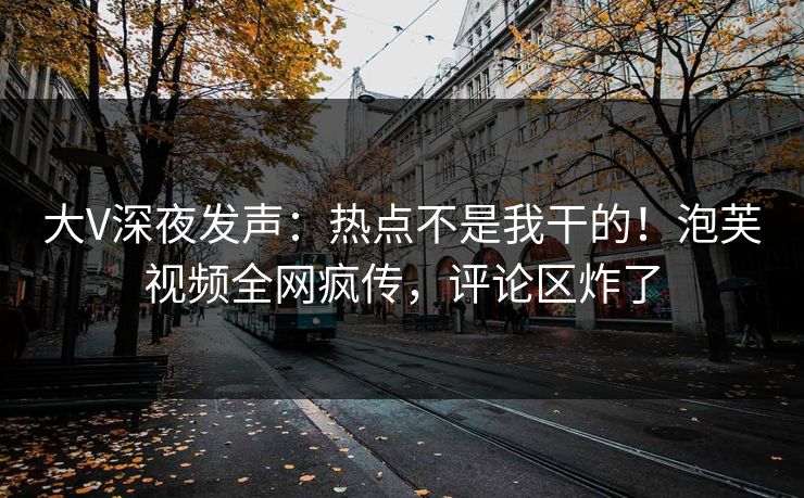 大V深夜发声：热点不是我干的！泡芙视频全网疯传，评论区炸了