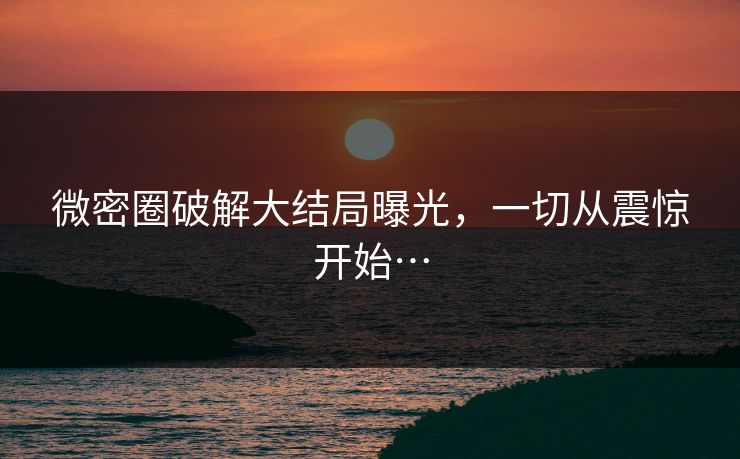 微密圈破解大结局曝光，一切从震惊开始…