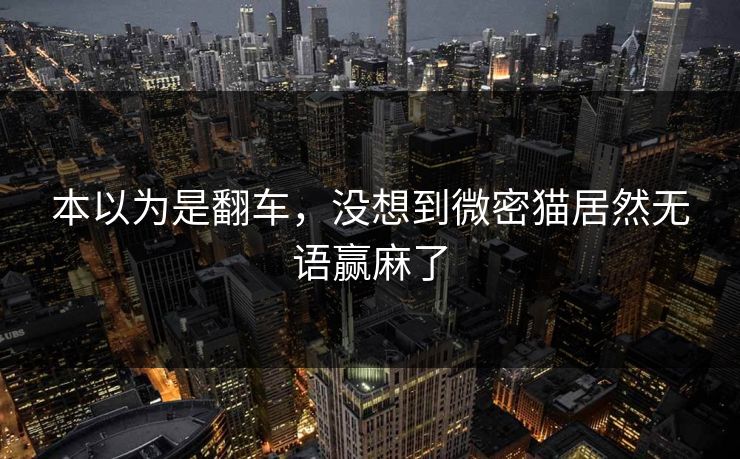 本以为是翻车，没想到微密猫居然无语赢麻了