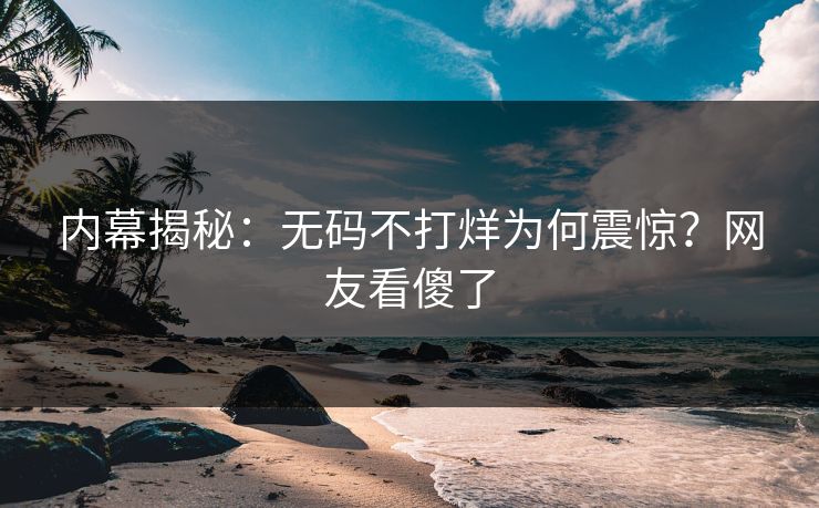 内幕揭秘：无码不打烊为何震惊？网友看傻了