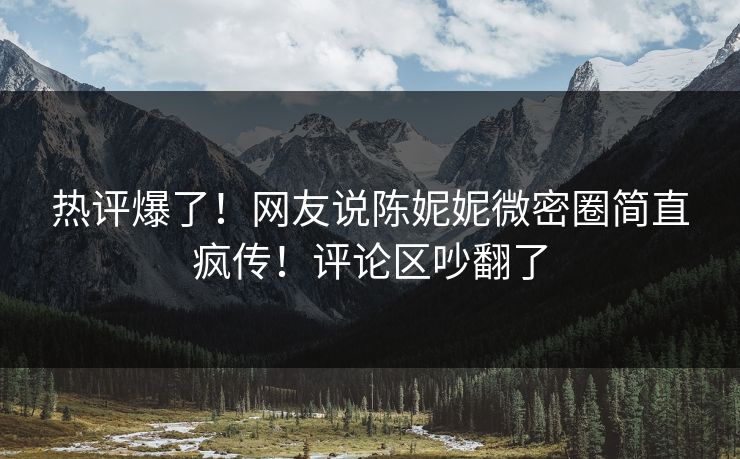 热评爆了！网友说陈妮妮微密圈简直疯传！评论区吵翻了