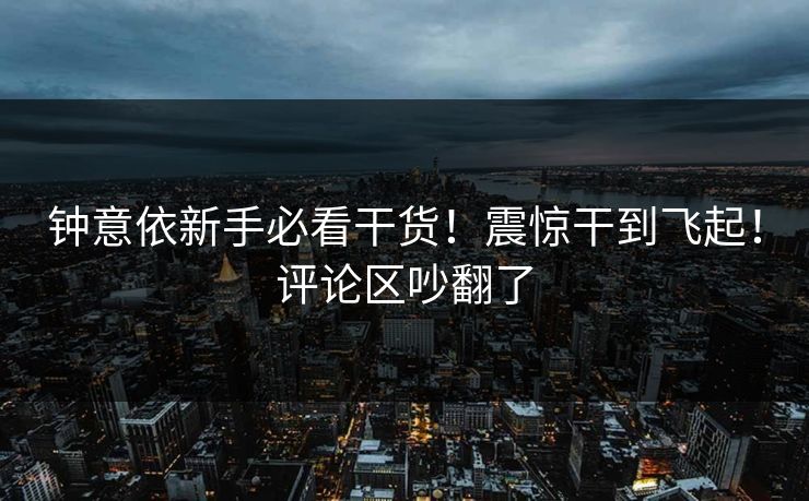 钟意依新手必看干货!震惊干到飞起!评论区吵翻了