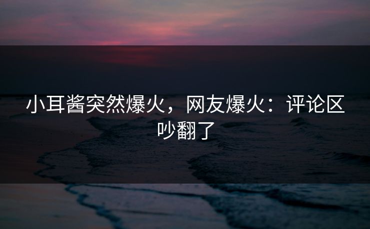 小耳酱突然爆火，网友爆火：评论区吵翻了