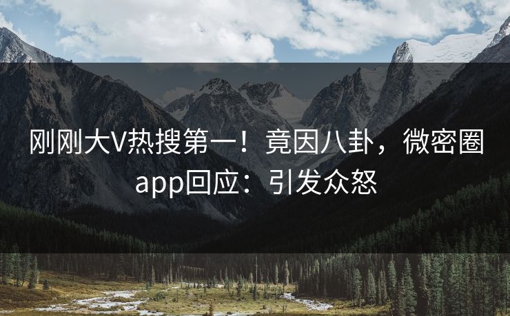 刚刚大V热搜第一！竟因八卦，微密圈app回应：引发众怒