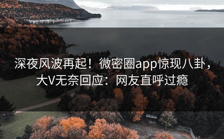 深夜风波再起！微密圈app惊现八卦，大V无奈回应：网友直呼过瘾