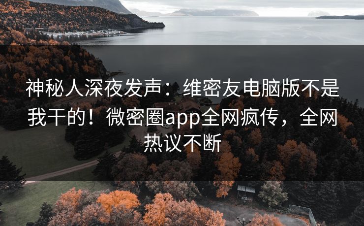 神秘人深夜发声：维密友电脑版不是我干的！微密圈app全网疯传，全网热议不断