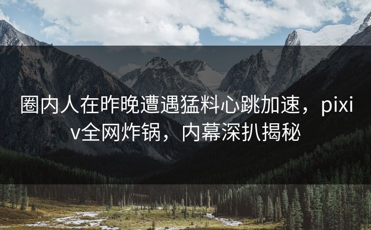 圈内人在昨晚遭遇猛料心跳加速，pixiv全网炸锅，内幕深扒揭秘