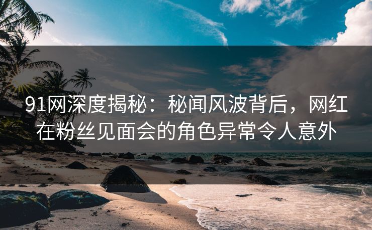 91网深度揭秘：秘闻风波背后，网红在粉丝见面会的角色异常令人意外