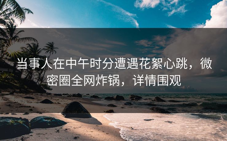 当事人在中午时分遭遇花絮心跳，微密圈全网炸锅，详情围观