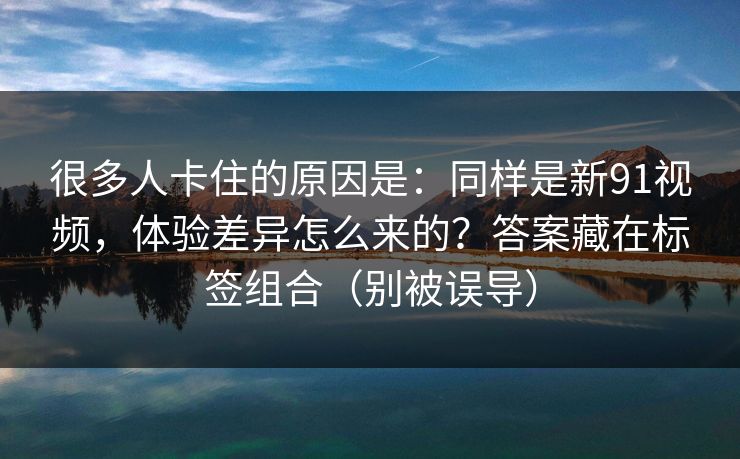 很多人卡住的原因是：同样是新91视频，体验差异怎么来的？答案藏在标签组合（别被误导）