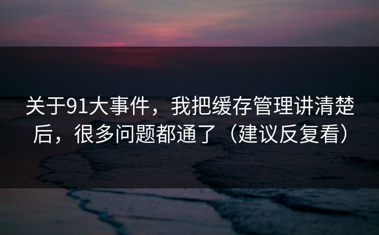 关于91大事件，我把缓存管理讲清楚后，很多问题都通了（建议反复看）